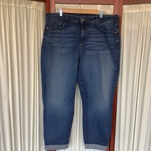 NYDJ Blue Denim Boyfriend Jeans Womens Lift Tuck Ankle Rolled Cuff Size 18W